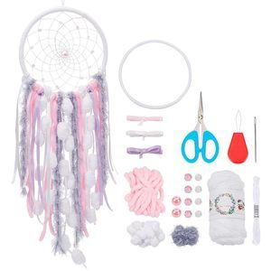 Pink Velvet Dream Catcher Kit Handmade Pink White Ribbon Pendant With⚡️